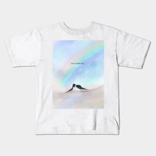 Set yourself free, penguin art, rainbow, spirit animal Kids T-Shirt